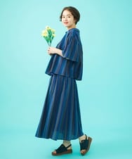GJBGA30200 Jocomomola(ホコモモラ) Raya スモッキングストライプブラウス パープル