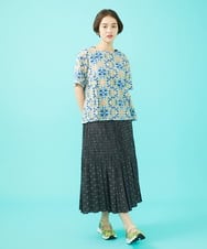 GJBGA70240 Jocomomola(ホコモモラ) 【日本製】Rosa flamenco フラワープリントタックブラウス  ピンク