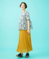 GJBGA70240 Jocomomola(ホコモモラ) 【日本製】Rosa flamenco フラワープリントタックブラウス  ピンク