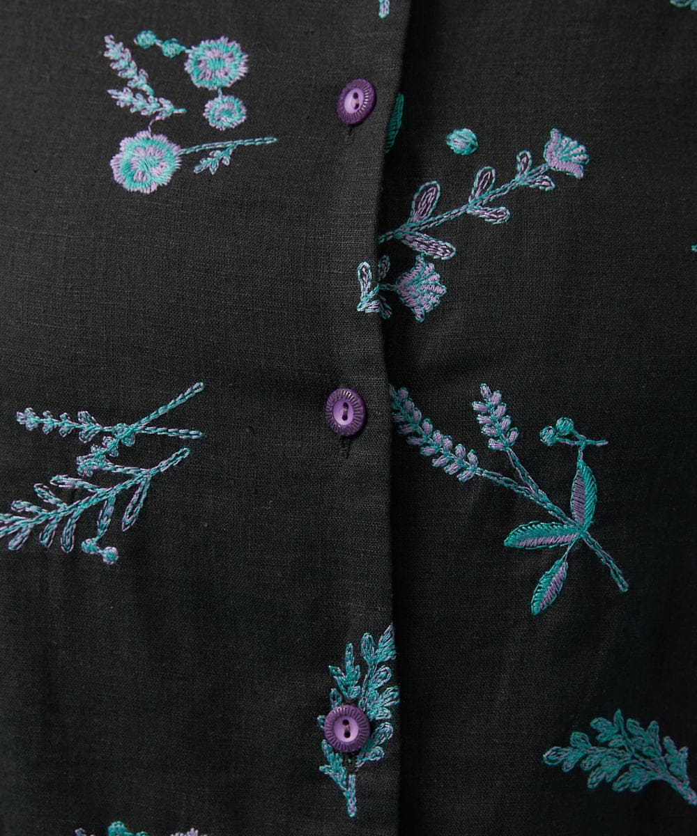 GJBGB51250 Jocomomola(ホコモモラ) Abundancia de flores フラワー総刺繍ブラウス ラベンダー