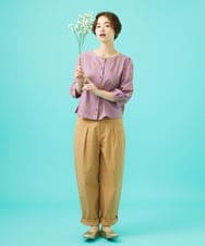 GJBGB51250 Jocomomola(ホコモモラ) Abundancia de flores フラワー総刺繍ブラウス ラベンダー