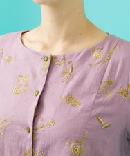 GJBGB51250 Jocomomola(ホコモモラ) Abundancia de flores フラワー総刺繍ブラウス ラベンダー