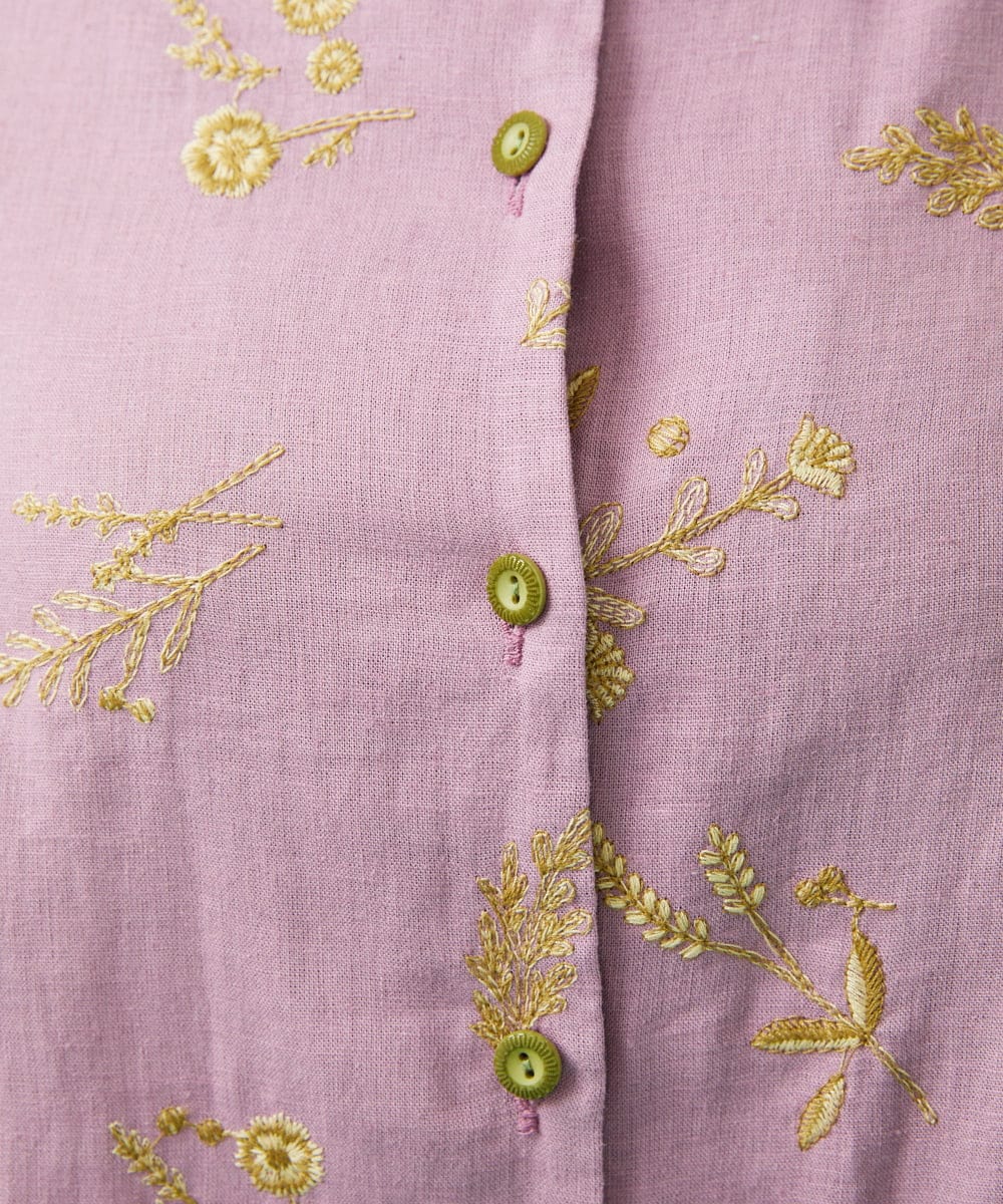 GJBGB51250 Jocomomola(ホコモモラ) Abundancia de flores フラワー総刺繍ブラウス ラベンダー