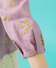 GJBGB51250 Jocomomola(ホコモモラ) Abundancia de flores フラワー総刺繍ブラウス ラベンダー