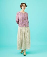 GJBGB51250 Jocomomola(ホコモモラ) Abundancia de flores フラワー総刺繍ブラウス ラベンダー
