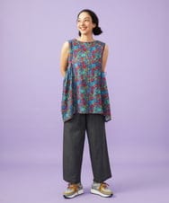 GJBGD01230 Jocomomola(ホコモモラ) Don Quijote フラワープリントブラウス ネイビー