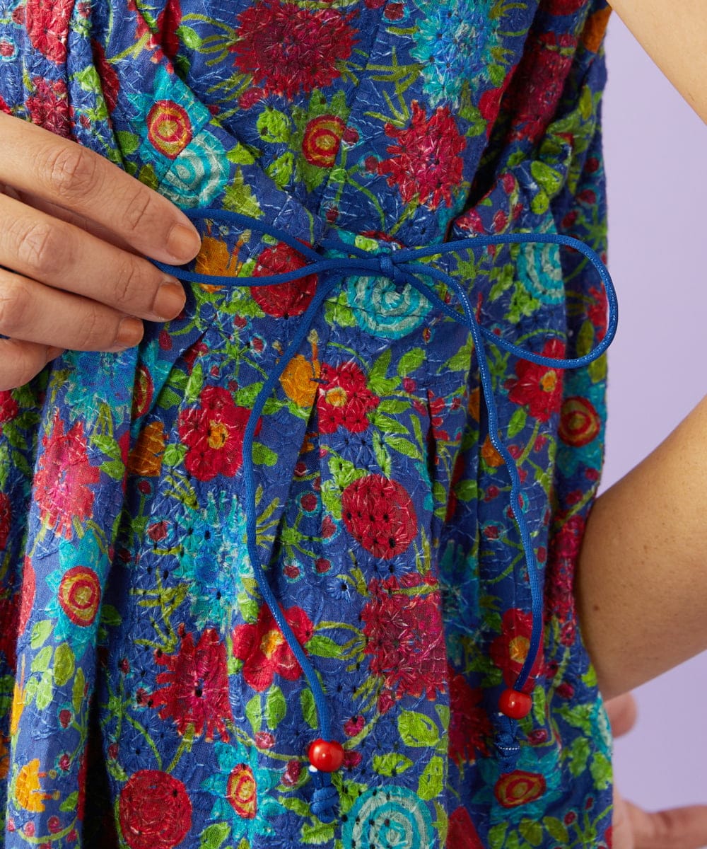 GJBGD01230 Jocomomola(ホコモモラ) Don Quijote フラワープリントブラウス ネイビー