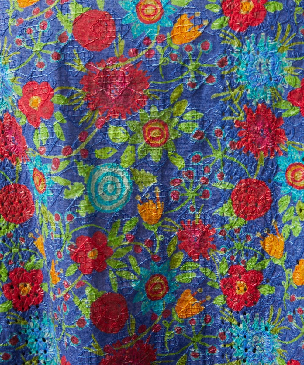 GJBGD01230 Jocomomola(ホコモモラ) Don Quijote フラワープリントブラウス ネイビー