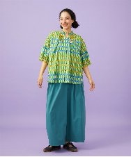 GJBGD30200 Jocomomola(ホコモモラ) Enganar スモッキング刺繍チェック柄ブラウス グリーン