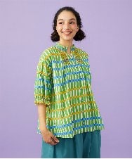 GJBGD30200 Jocomomola(ホコモモラ) Enganar スモッキング刺繍チェック柄ブラウス グリーン