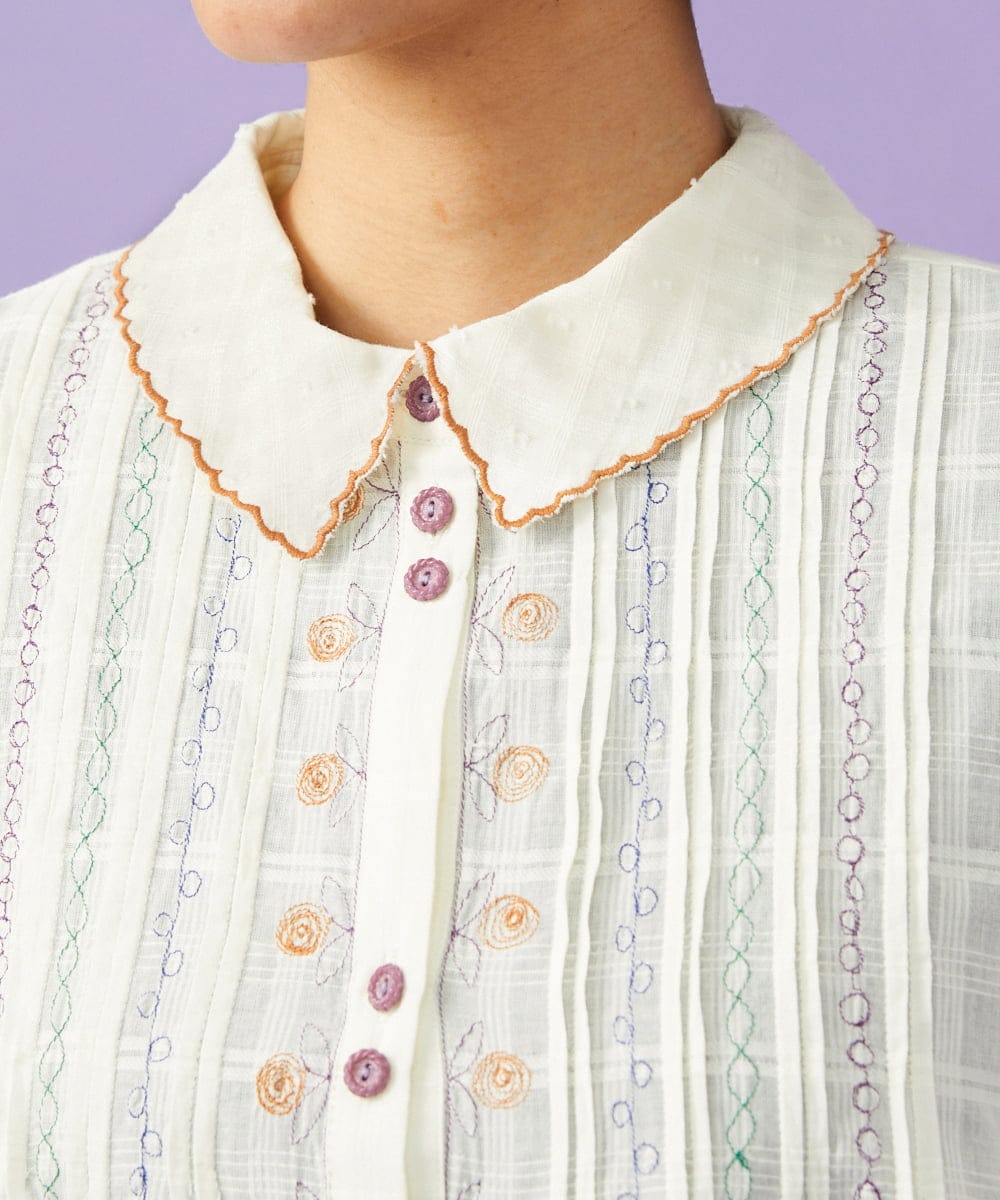 GJBGD31180 Jocomomola(ホコモモラ) Una escalera de colores 襟付きブラウス アイボリー