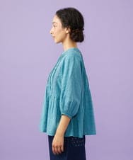 GJBGD32180 Jocomomola(ホコモモラ) Una escalera de colores バンドカラーブラウス ブルー