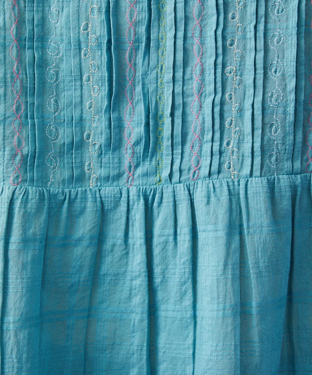 GJBGD32180 Jocomomola(ホコモモラ) Una escalera de colores バンドカラーブラウス ブルー