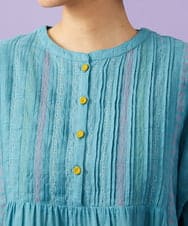 GJBGD32180 Jocomomola(ホコモモラ) Una escalera de colores バンドカラーブラウス ブルー