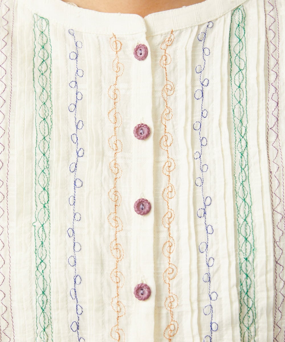 GJBGD32180 Jocomomola(ホコモモラ) Una escalera de colores バンドカラーブラウス アイボリー