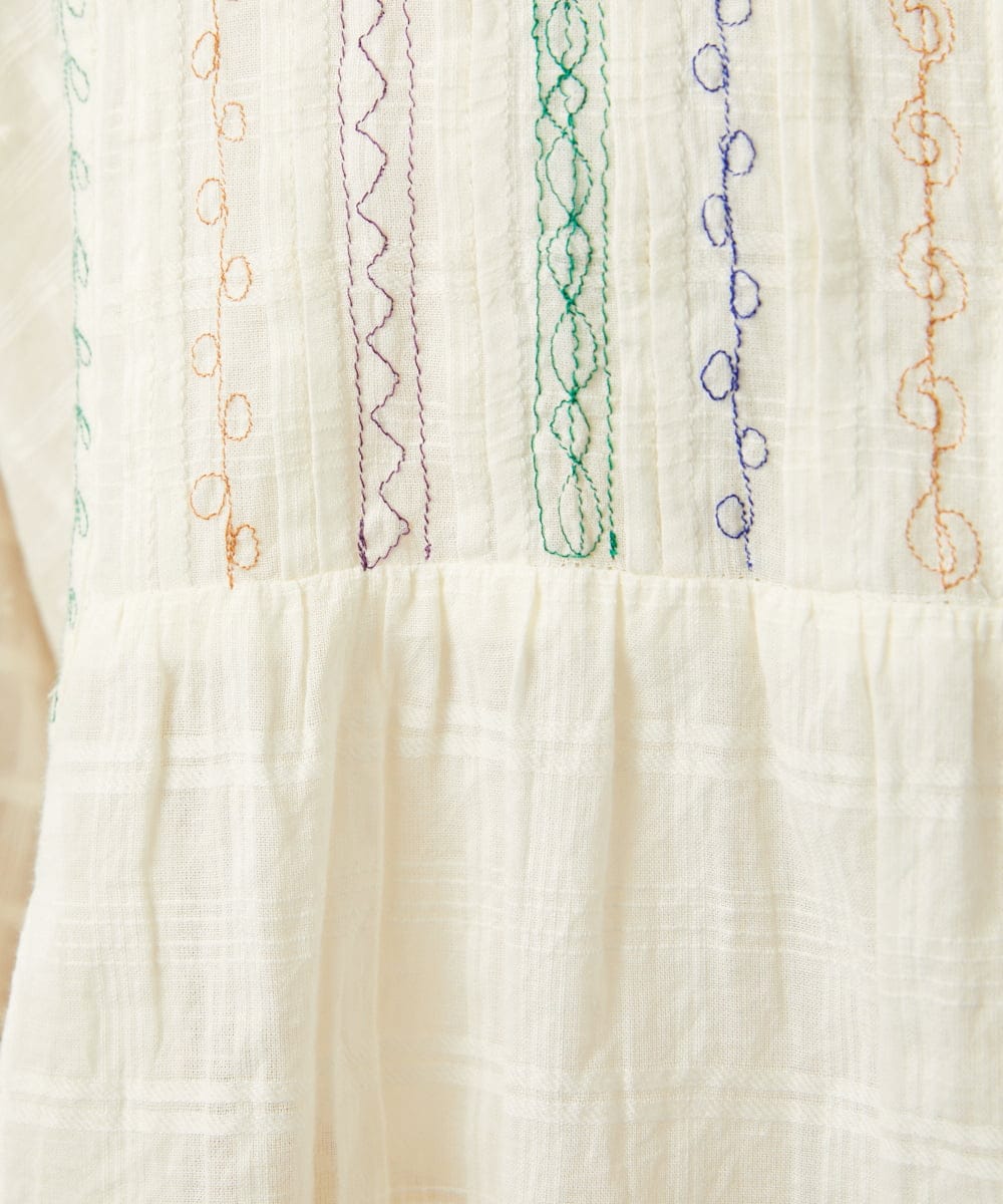 GJBGD32180 Jocomomola(ホコモモラ) Una escalera de colores バンドカラーブラウス アイボリー