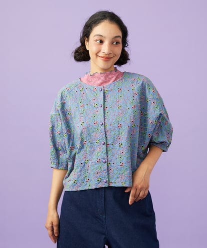 GJBGD34240 Jocomomola Semilla フラワー総刺繍ブラウス