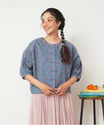 GJBGD34240 Jocomomola Semilla フラワー総刺繍ブラウス