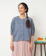 GJBGD34240 Jocomomola(ホコモモラ) Semilla フラワー総刺繍ブラウス ブルー