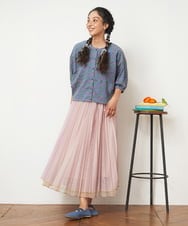 GJBGD34240 Jocomomola(ホコモモラ) Semilla フラワー総刺繍ブラウス ブルー