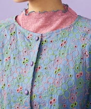 GJBGD34240 Jocomomola(ホコモモラ) Semilla フラワー総刺繍ブラウス ブルー