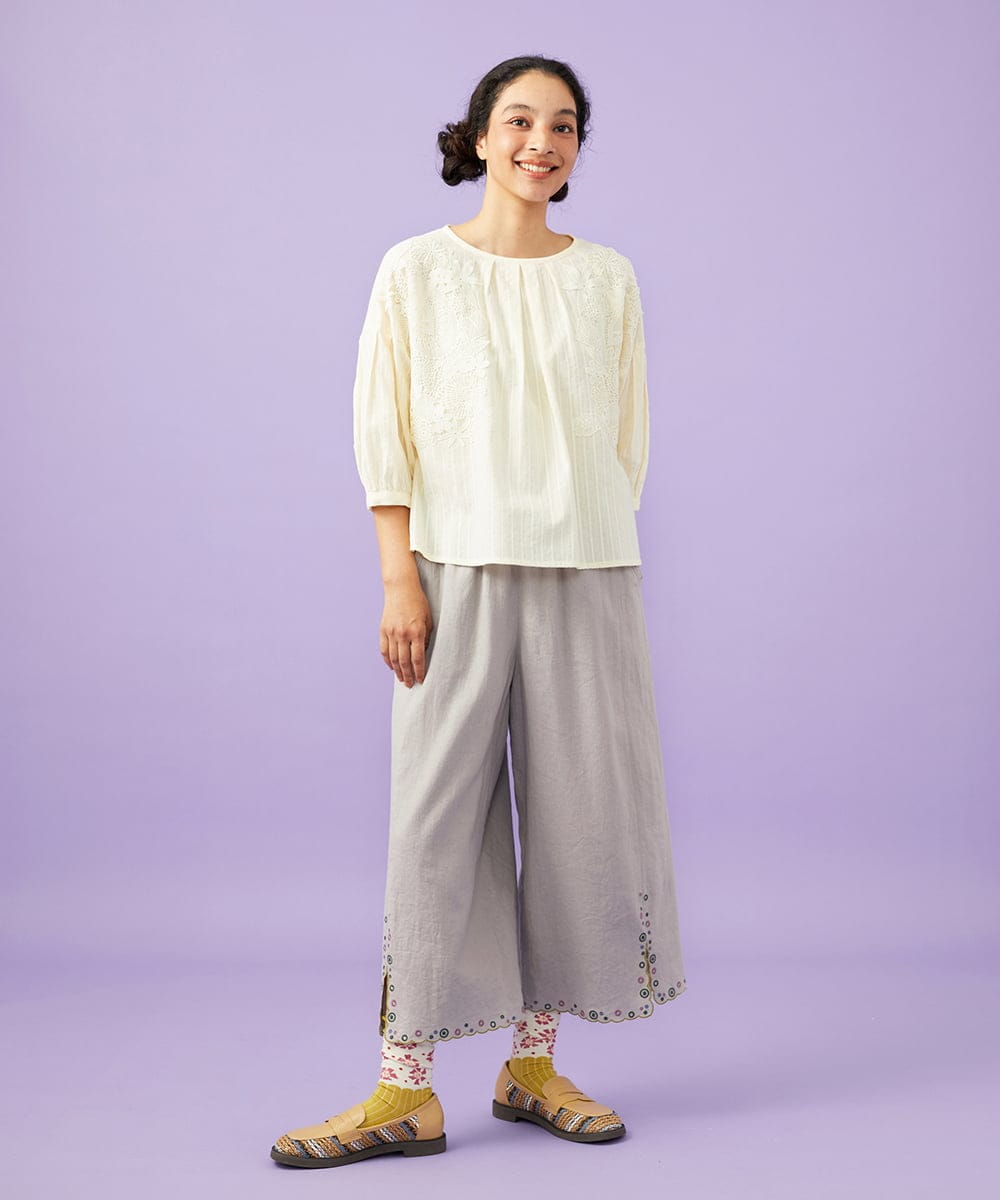 GJBGD70230 Jocomomola(ホコモモラ) Miguelde Cervantes レース付きブラウス アイボリー