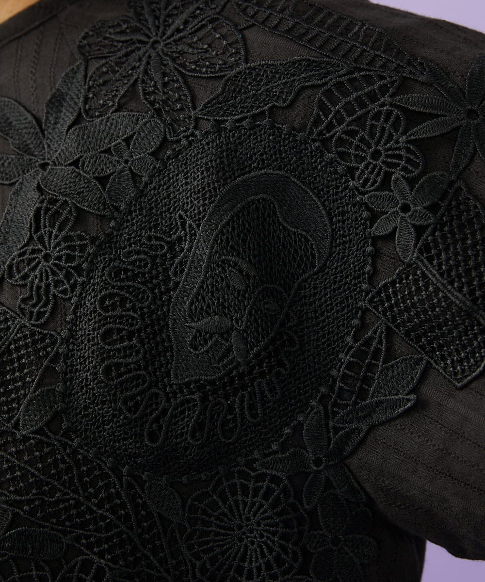 GJBGD70230 Jocomomola(ホコモモラ) Miguelde Cervantes レース付きブラウス ブラック