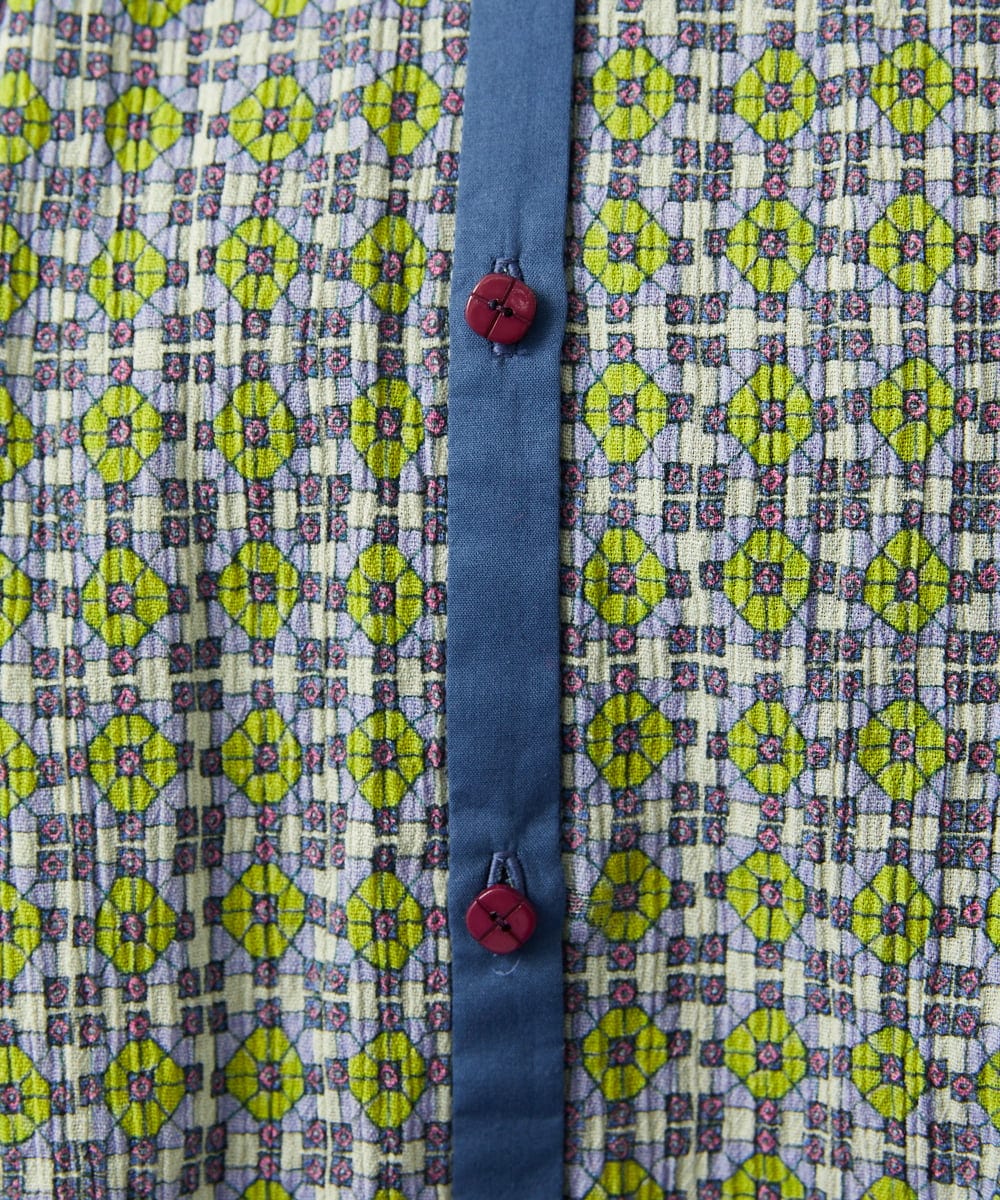 GJBGE38200 Jocomomola(ホコモモラ) 【早割10％OFF】コットンシフォン幾何プリントブラウス グリーン