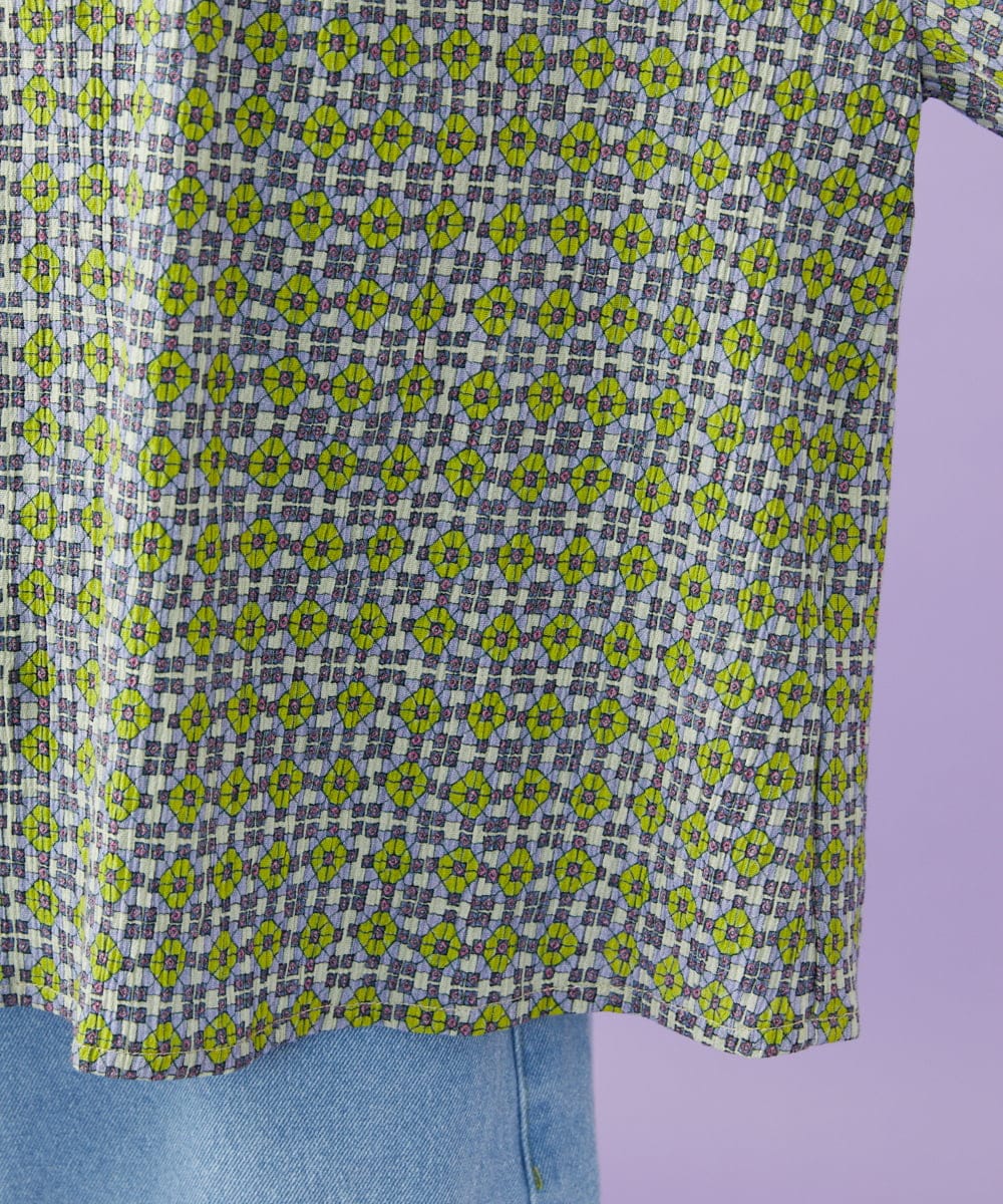 GJBGE38200 Jocomomola(ホコモモラ) 【早割10％OFF】コットンシフォン幾何プリントブラウス グリーン