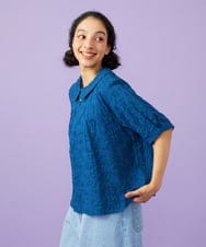 GJBGE39200 Jocomomola(ホコモモラ) 【早割10％OFF】リップルプリントプルオーバーブラウス ブルー