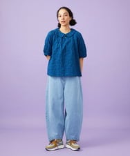 GJBGE39200 Jocomomola(ホコモモラ) 【早割10％OFF】リップルプリントプルオーバーブラウス ブルー