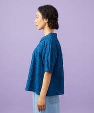 GJBGE39200 Jocomomola(ホコモモラ) 【早割10％OFF】リップルプリントプルオーバーブラウス ブルー