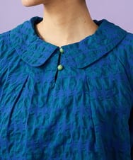 GJBGE39200 Jocomomola(ホコモモラ) 【早割10％OFF】リップルプリントプルオーバーブラウス ブルー