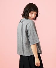 GJBGE40180 Jocomomola(ホコモモラ) シャーリングシャンブレーブラウス グレー