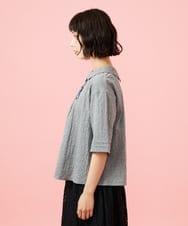 GJBGE40180 Jocomomola(ホコモモラ) シャーリングシャンブレーブラウス グレー