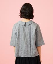 GJBGE40180 Jocomomola(ホコモモラ) シャーリングシャンブレーブラウス グレー