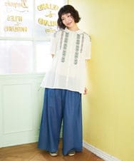 GJBGE41200 Jocomomola(ホコモモラ) Cruzar フラワーインド刺繍ブラウス アイボリー