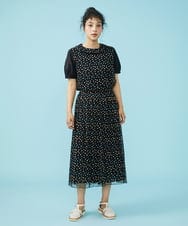 GJBGT71190 Jocomomola(ホコモモラ) Burbuja ドットチュールブラウス ブラック