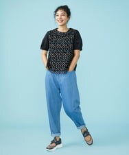GJBGT71190 Jocomomola(ホコモモラ) Burbuja ドットチュールブラウス ブラック