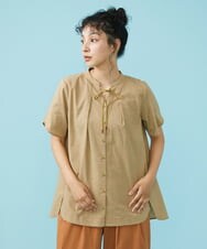 GJBGT82180 Jocomomola(ホコモモラ) Fino チェックブラウス キャメル