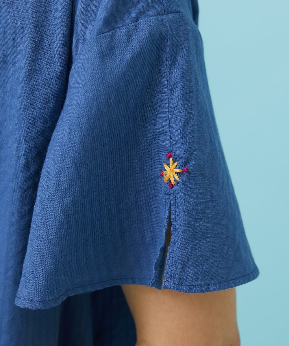 GJBGW31150 Jocomomola(ホコモモラ) ドビー フラワー刺繍チュニックブラウス アイボリー