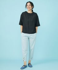 GJBGW40180 Jocomomola(ホコモモラ) Delicado ロールカラーブラウス ブラック