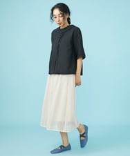 GJBGW40180 Jocomomola(ホコモモラ) Delicado ロールカラーブラウス ブラック