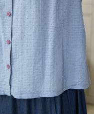 GJBHA36200 Jocomomola(ホコモモラ) Nadar entre flores フラワー刺繍ブラウス ブルー