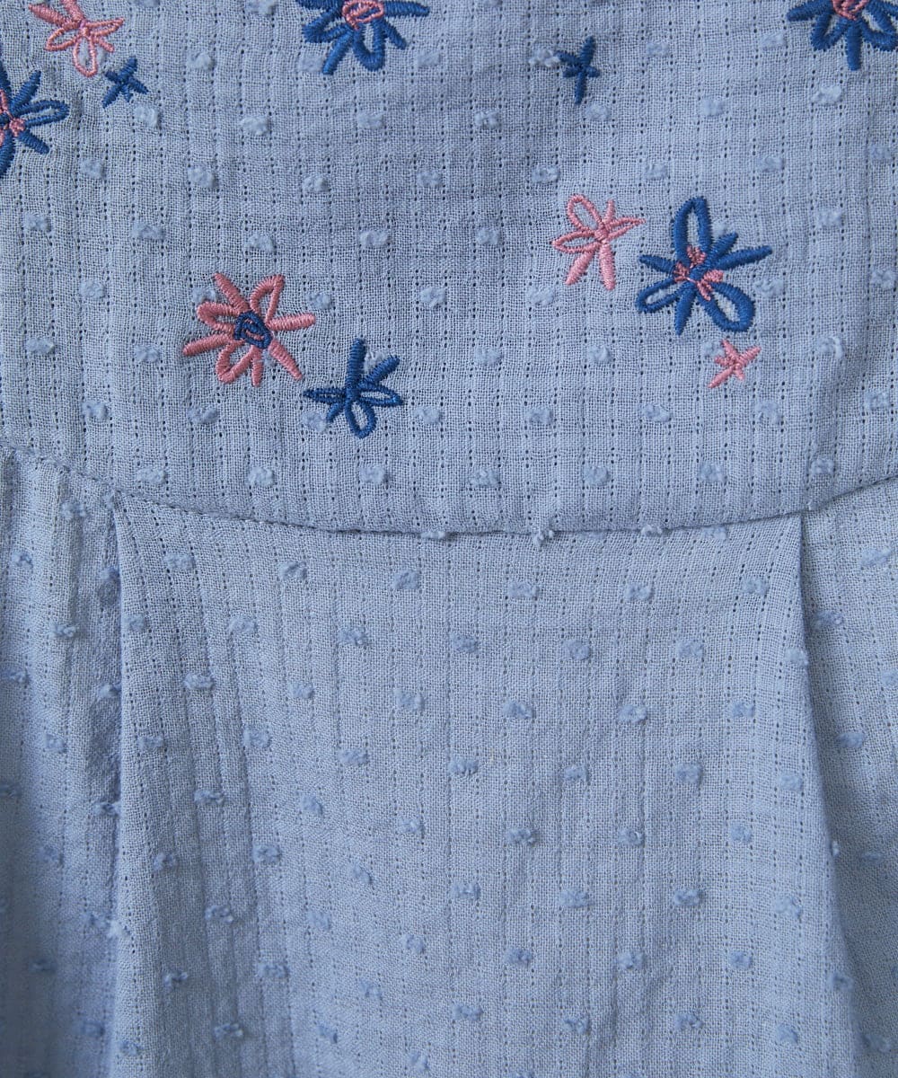 GJBHA36200 Jocomomola(ホコモモラ) Nadar entre flores フラワー刺繍ブラウス ブルー