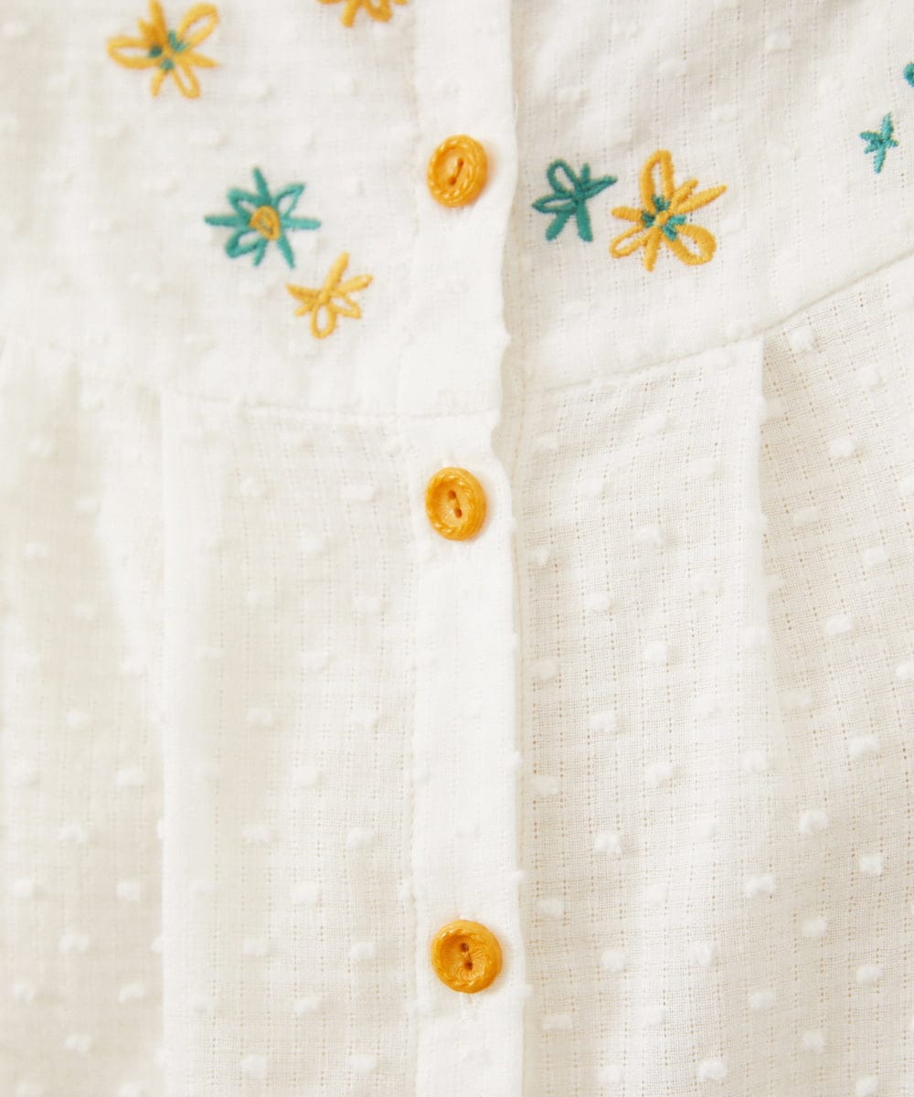 GJBHA36200 Jocomomola(ホコモモラ) Nadar entre flores フラワー刺繍ブラウス ブルー