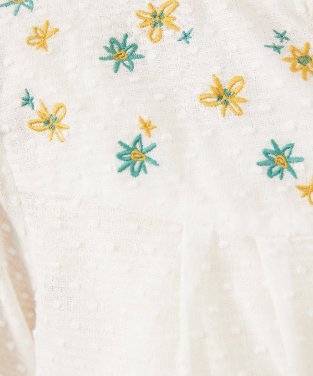 GJBHA36200 Jocomomola(ホコモモラ) Nadar entre flores フラワー刺繍ブラウス ブルー