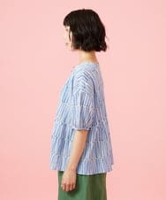 GJBHD30200 Jocomomola(ホコモモラ) 【早割10％OFF】ストライプブラウス ブルー×ピンク