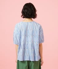 GJBHD30200 Jocomomola(ホコモモラ) 【早割10％OFF】ストライプブラウス ブルー×ピンク