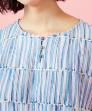 GJBHD30200 Jocomomola(ホコモモラ) 【早割10％OFF】ストライプブラウス ブルー×ピンク